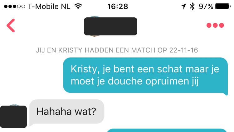 Tinder openingszin voorbeeld: speels over details