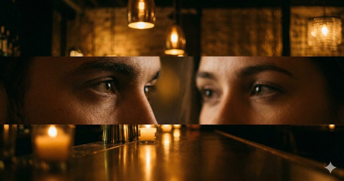 oogcontact tussen man en vrouw subtiele spanning