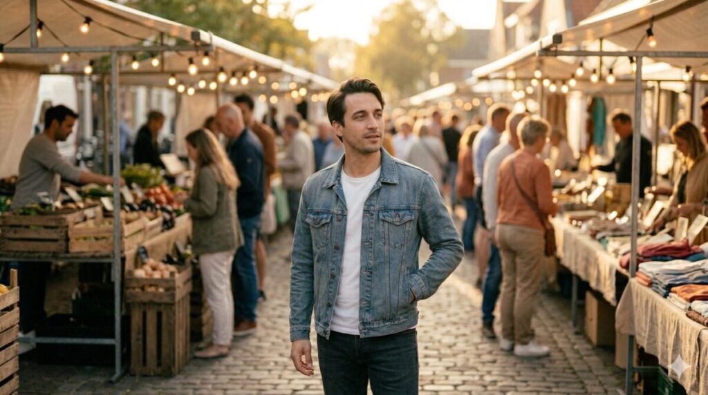Man observeert omgeving voor hij een gesprek begint