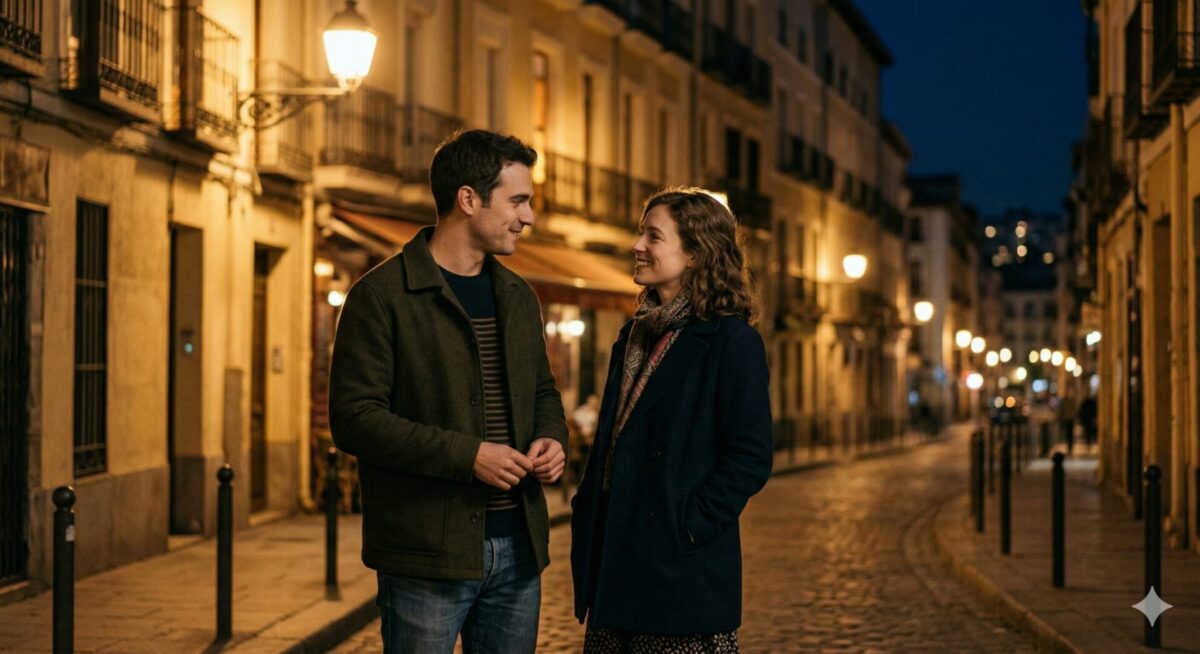 Man en vrouw nemen afscheid na eerste date